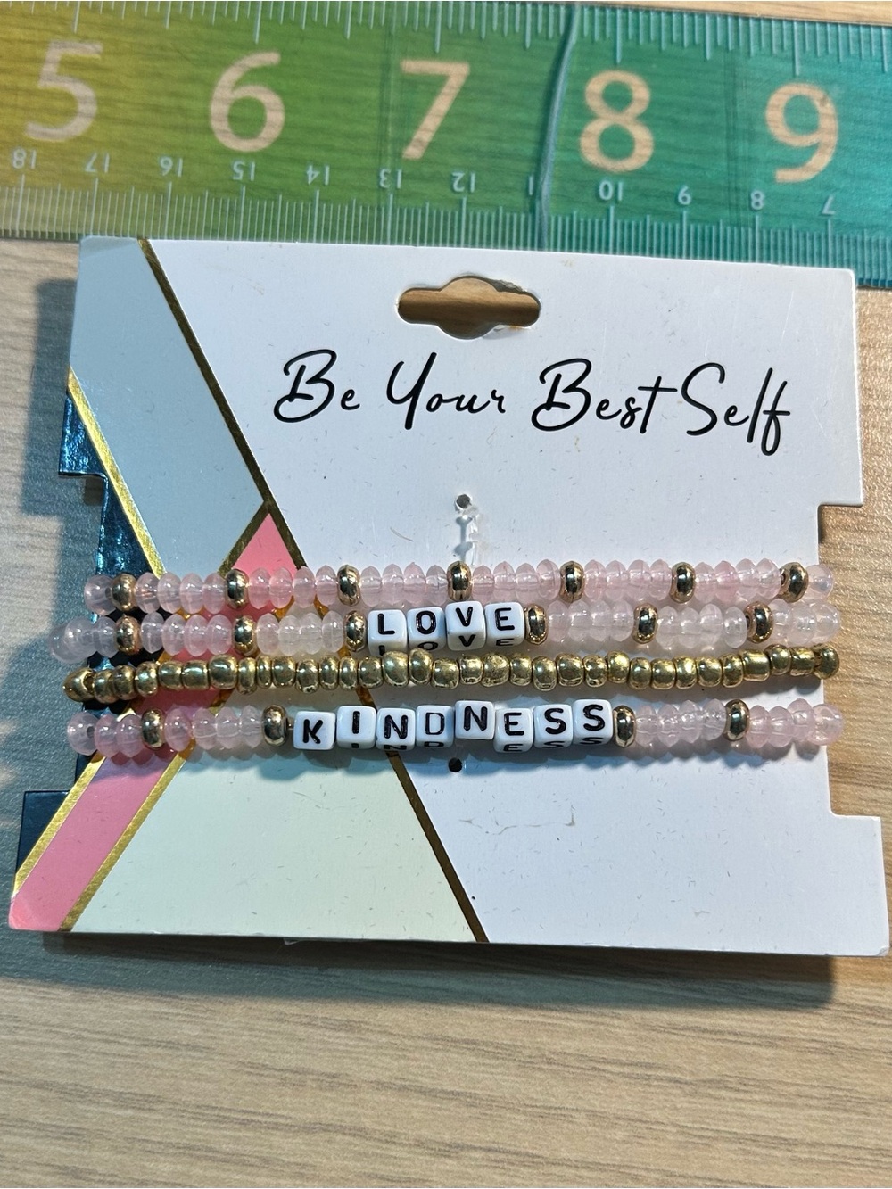 Fashion Jewelry Pink Beaded Bracelet Set with LOVE & KINDNESS